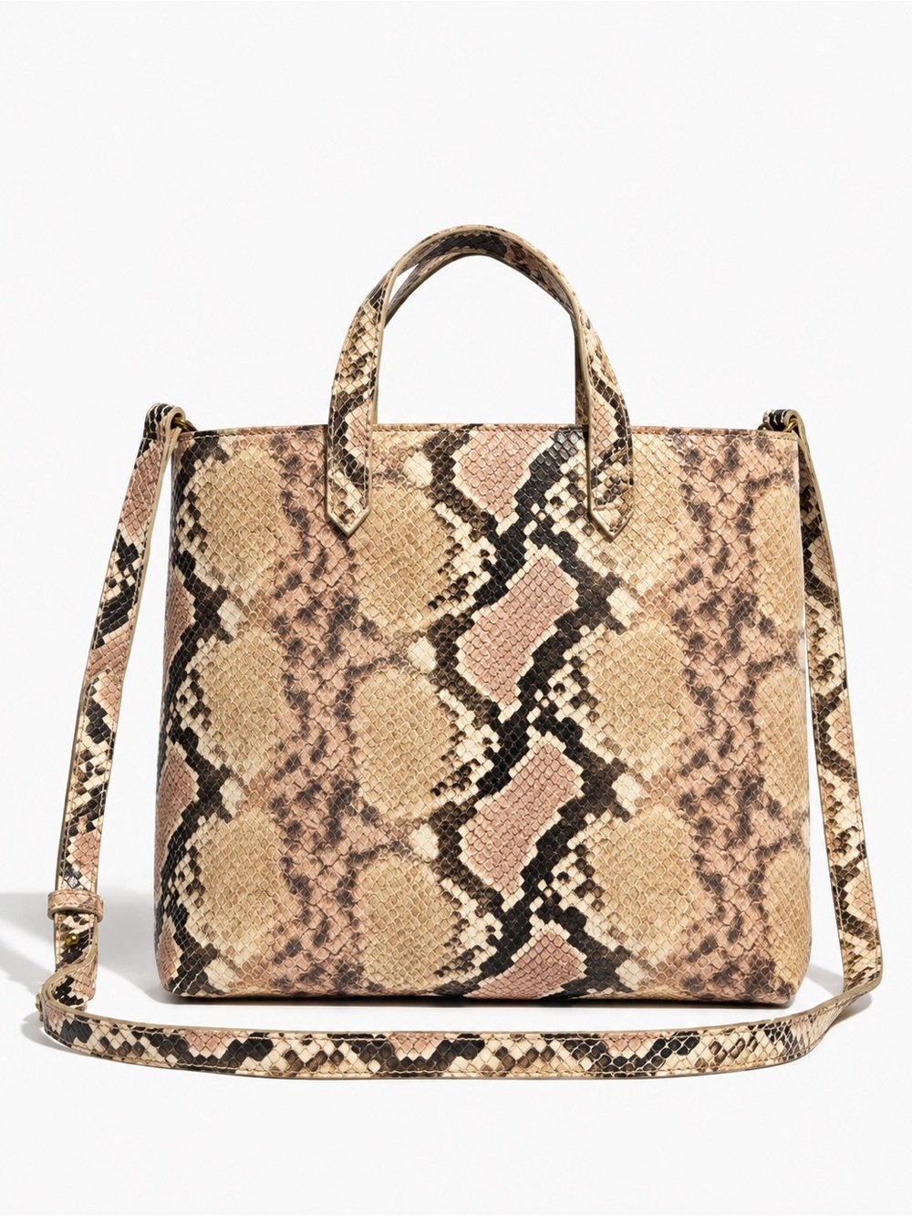 Madewell Snake Python Zip Top Transport Crossbody Tote